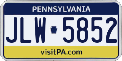 PA license plate JLW5852