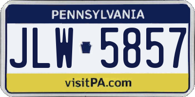 PA license plate JLW5857