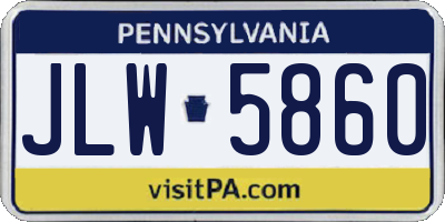PA license plate JLW5860