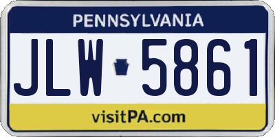 PA license plate JLW5861