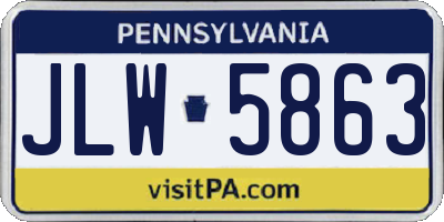 PA license plate JLW5863