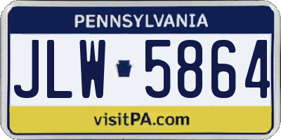 PA license plate JLW5864
