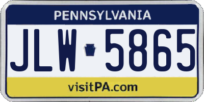 PA license plate JLW5865