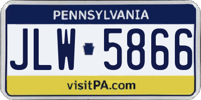 PA license plate JLW5866