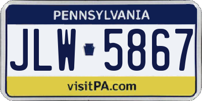 PA license plate JLW5867