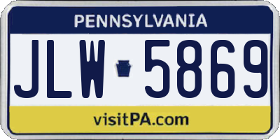 PA license plate JLW5869