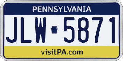 PA license plate JLW5871
