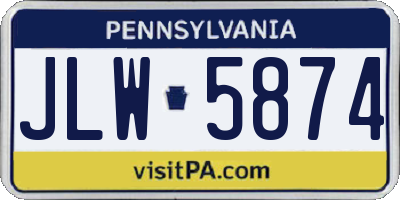 PA license plate JLW5874