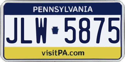 PA license plate JLW5875