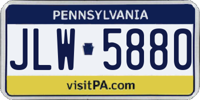 PA license plate JLW5880