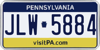 PA license plate JLW5884