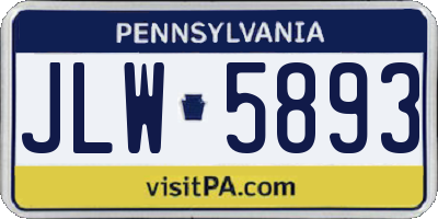 PA license plate JLW5893