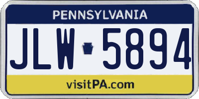 PA license plate JLW5894