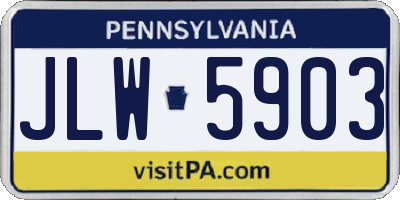 PA license plate JLW5903