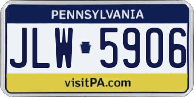 PA license plate JLW5906