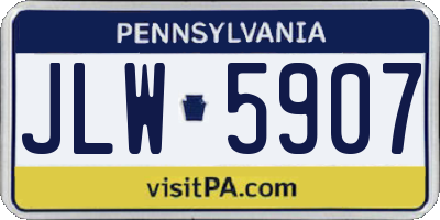 PA license plate JLW5907