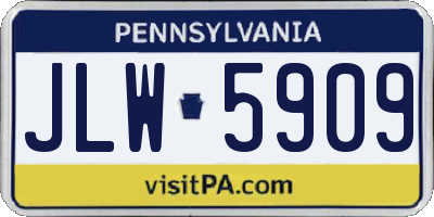 PA license plate JLW5909