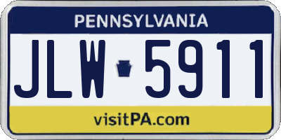PA license plate JLW5911
