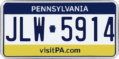 PA license plate JLW5914