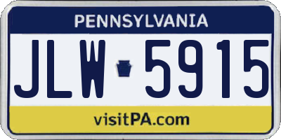 PA license plate JLW5915