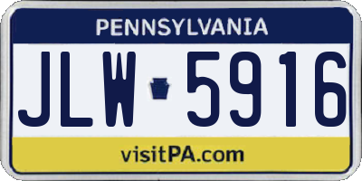 PA license plate JLW5916