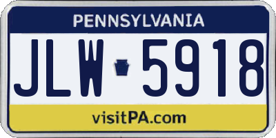 PA license plate JLW5918
