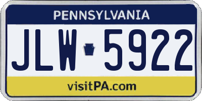 PA license plate JLW5922