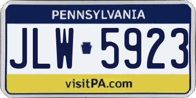 PA license plate JLW5923