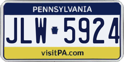 PA license plate JLW5924
