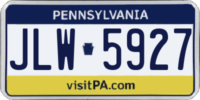 PA license plate JLW5927