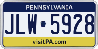 PA license plate JLW5928