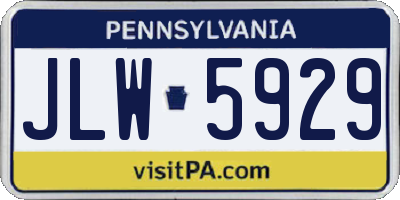 PA license plate JLW5929