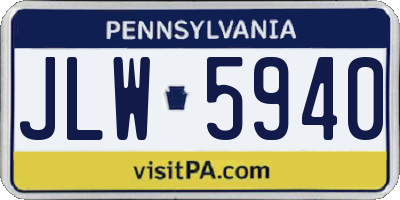 PA license plate JLW5940