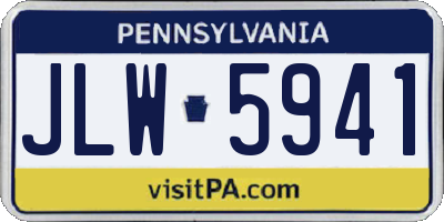 PA license plate JLW5941