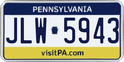 PA license plate JLW5943