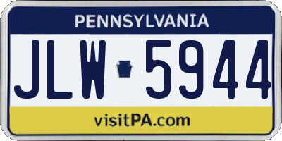 PA license plate JLW5944