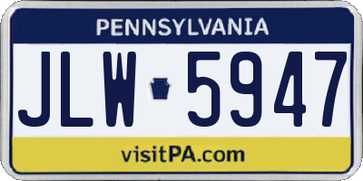 PA license plate JLW5947