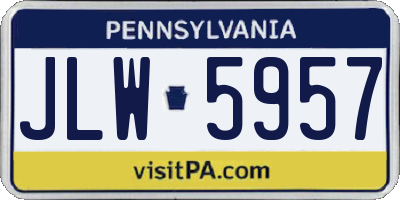 PA license plate JLW5957