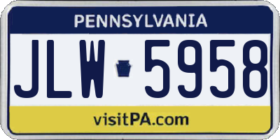 PA license plate JLW5958