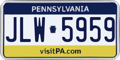 PA license plate JLW5959