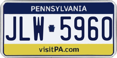 PA license plate JLW5960