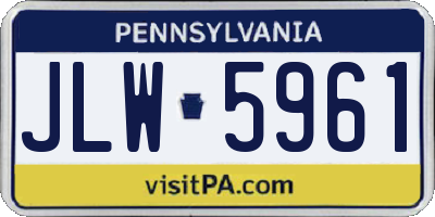 PA license plate JLW5961