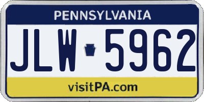 PA license plate JLW5962