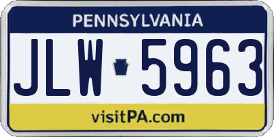 PA license plate JLW5963