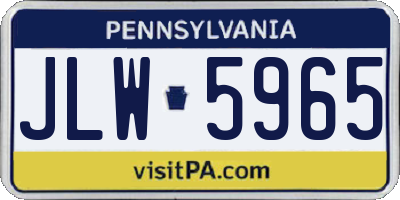 PA license plate JLW5965