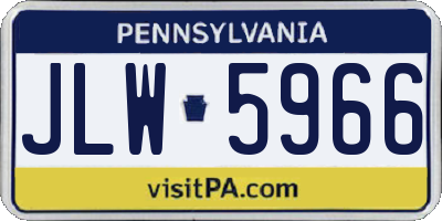 PA license plate JLW5966