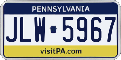 PA license plate JLW5967