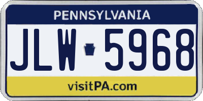 PA license plate JLW5968