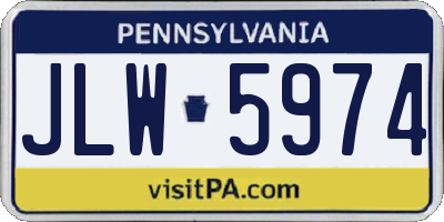 PA license plate JLW5974