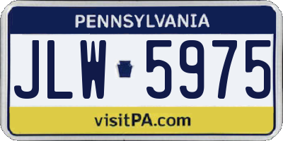 PA license plate JLW5975